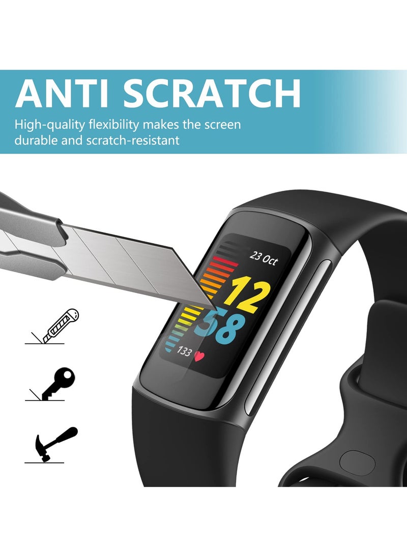 Excefore 4pcs Screen Protector Compatible with Fitbit Charge 5, 3d Anti-scratch Clear Full Coverage Screen Protector Cover Film Accessories for Smart Watch - Image 2