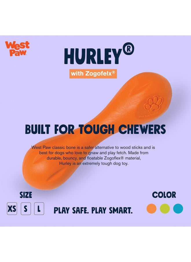 West Paw - WEST PAW Zogoflex Hurley Dog Bone Chew Toy Floatable Pet Toys for Aggressive Chewers, Catch, Fetch Bright-Colored Bones for Dogs Recyclable, Dishwasher-Safe, Non-Toxic, Small, Tangerine - Image 1