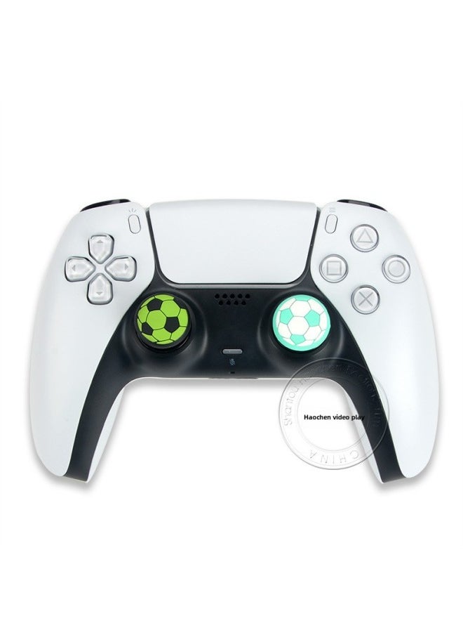 Generic - PS5PS4 Football Theme Rocker Cap Silicone Cap XBOX ONE 360 Mushroom Head Button Soft Rubber Cap-Product Color:Black Background Red - Image 1