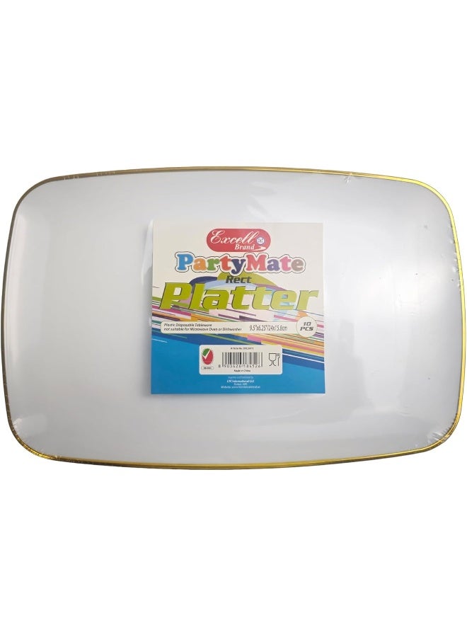 Servewell EXCELL DESIGNER RECT PLATTER MED 10' WHITE+GOLD RECT PLATTER - Image 2
