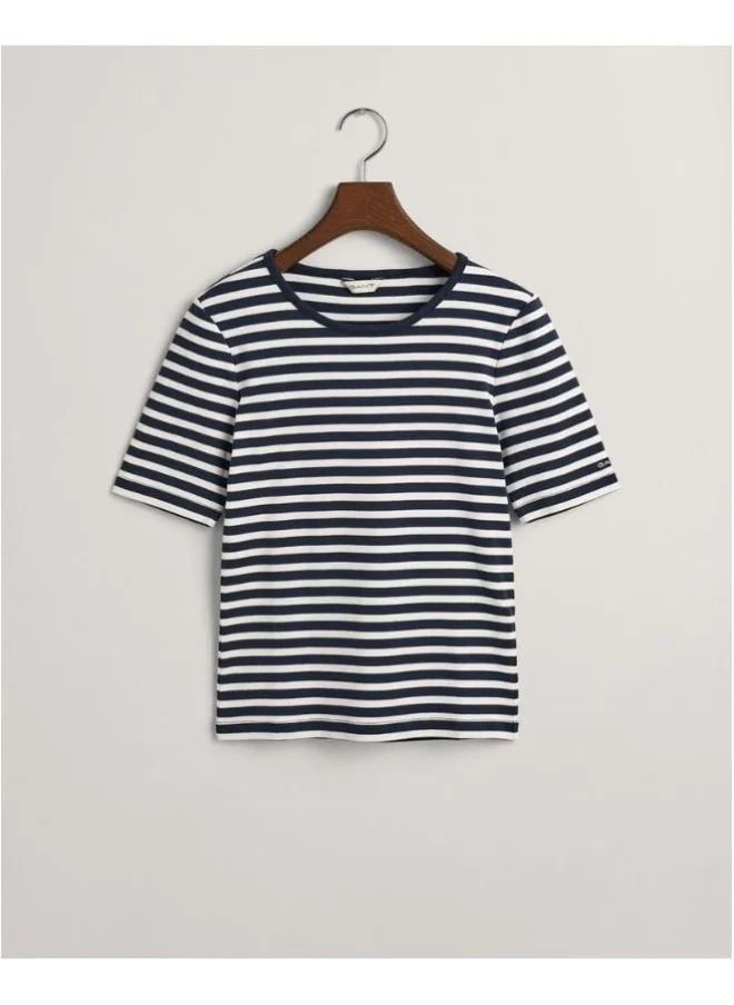 غانت Gant Slim Striped 1X1 Ribbed Ss T-Shirt