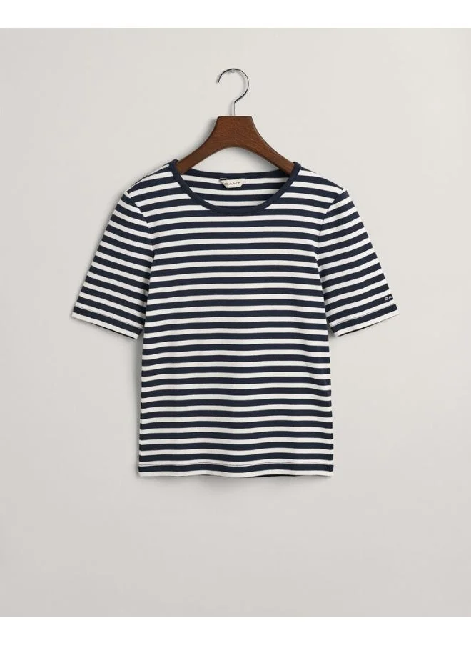 غانت Gant Slim Striped 1X1 Ribbed Ss T-Shirt