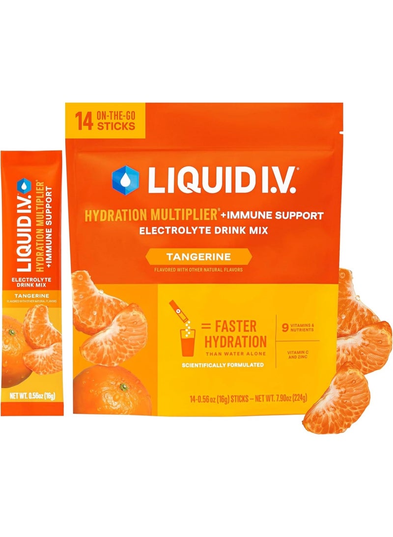 Liquid I.V. Hydration + Immune Electrolytes, Tangerine, 14 Count