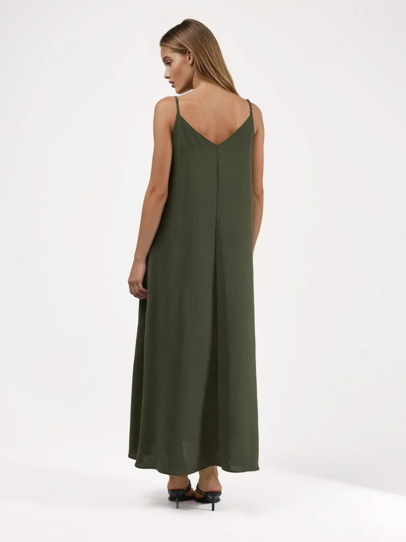 HICCUP Khaki Green A-Form Maxi Dress for Women | Best Price UAE