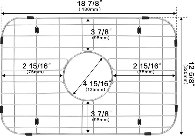 LQS Stainless Steel Sink Protectors, Kitchen Sinks Grid 18 7/8" x 12 5/8" with Center Drain Hole for Single Bowl, Sink Protector, Kitchen Sinks Grate, Sink Bottom Grid - Image 3