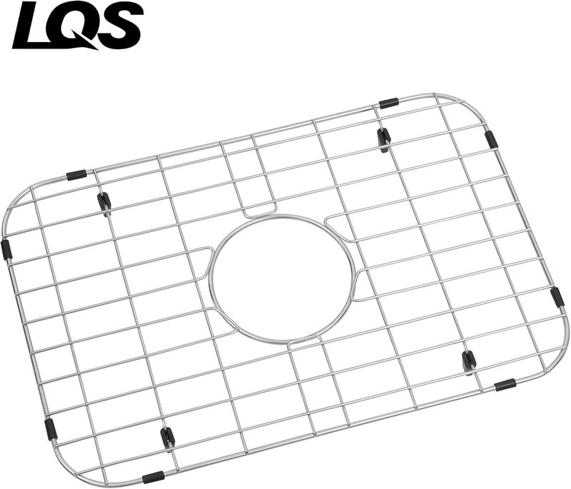 LQS Stainless Steel Sink Protectors, Kitchen Sinks Grid 18 7/8" x 12 5/8" with Center Drain Hole for Single Bowl, Sink Protector, Kitchen Sinks Grate, Sink Bottom Grid - Image 2