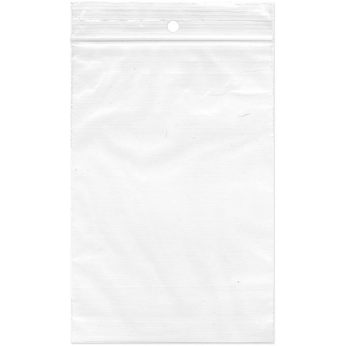 4 X 6 CASE OF 1000 2 MIL WITH HANGHOLE ZIPPER RECLOSABLE PLASTIC BAGS