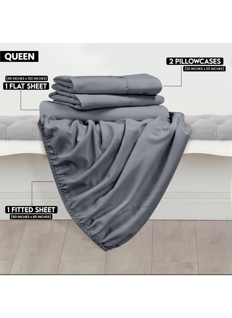 Utopia Bedding Utopia Bedding Queen Sheet Set - Brushed Microfiber - Soft Bed Sheets for Queen Size Bed Set - Luxury Bedding Sheets with Fitted Sheet  Flat Sheet & 2 Pillow Cases - Deep Pocket (Grey)  - Image 2