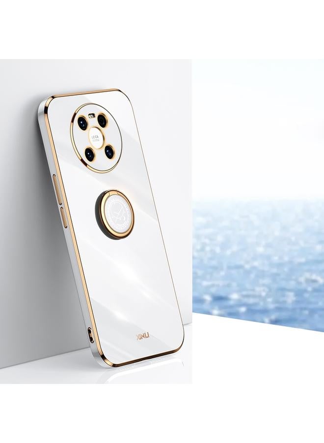 The Bros Case For Huawei Mate 40 Straight Edge 6D Electroplate TPU Phone Case with Ring Holder