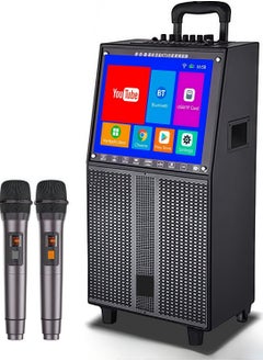FlashHawk Karaoke Machine with Lyrics Display Screen, Built-in Tablet, Bluetooth Speaker with 2 Wireless Mics, 7500mah, Portable Karaoke System for Any Occasion  - Image 1