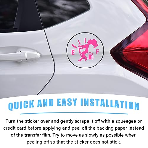 Augeny Funny Car Fuel Tank Sticker, EF Logo Waterproof High Gas Consumption Decal, Universal Vehicle Fuel Gage Empty Stickers Decor Suitable for Cars, Trucks, Motorcycles, SUVs (Hair Female, Pink) - Image 5