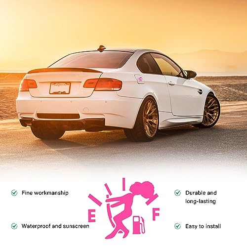 Augeny Funny Car Fuel Tank Sticker, EF Logo Waterproof High Gas Consumption Decal, Universal Vehicle Fuel Gage Empty Stickers Decor Suitable for Cars, Trucks, Motorcycles, SUVs (Hair Female, Pink) - Image 3