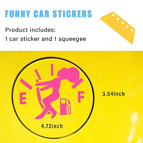 Augeny Funny Car Fuel Tank Sticker, EF Logo Waterproof High Gas Consumption Decal, Universal Vehicle Fuel Gage Empty Stickers Decor Suitable for Cars, Trucks, Motorcycles, SUVs (Hair Female, Pink) - Image 2