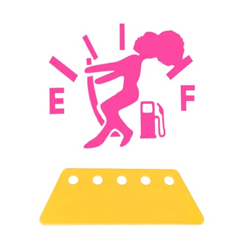 Augeny Funny Car Fuel Tank Sticker, EF Logo Waterproof High Gas Consumption Decal, Universal Vehicle Fuel Gage Empty Stickers Decor Suitable for Cars, Trucks, Motorcycles, SUVs (Hair Female, Pink) - Image 1