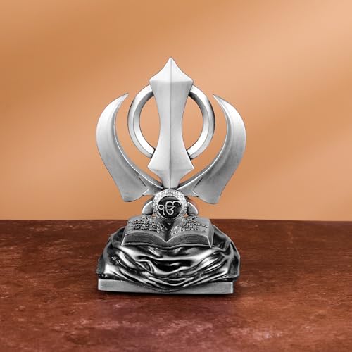 Artarium Khanda Sahib Idol Sikh Religious Symbol for Car Dashboard Idol for Pooja Office Table Showpiece Gifts Items (Khanda Sahib Silver 4 Inch) - Image 5