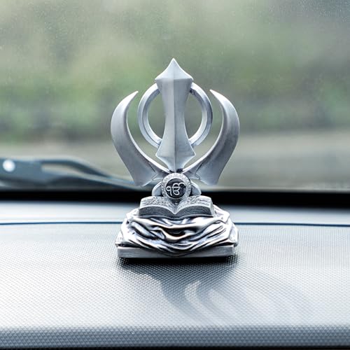 Artarium Khanda Sahib Idol Sikh Religious Symbol for Car Dashboard Idol for Pooja Office Table Showpiece Gifts Items (Khanda Sahib Silver 4 Inch) - Image 2