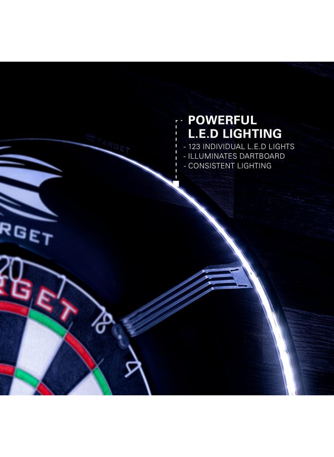 Target - Target Darts Corona Vision Dartboard Lighting System, Black Frame | White LED Dart Board Surround Ring Light with Magnetic Feet | Shadow Eliminating Dartboard Light | Professional Darts Accessories - Image 1