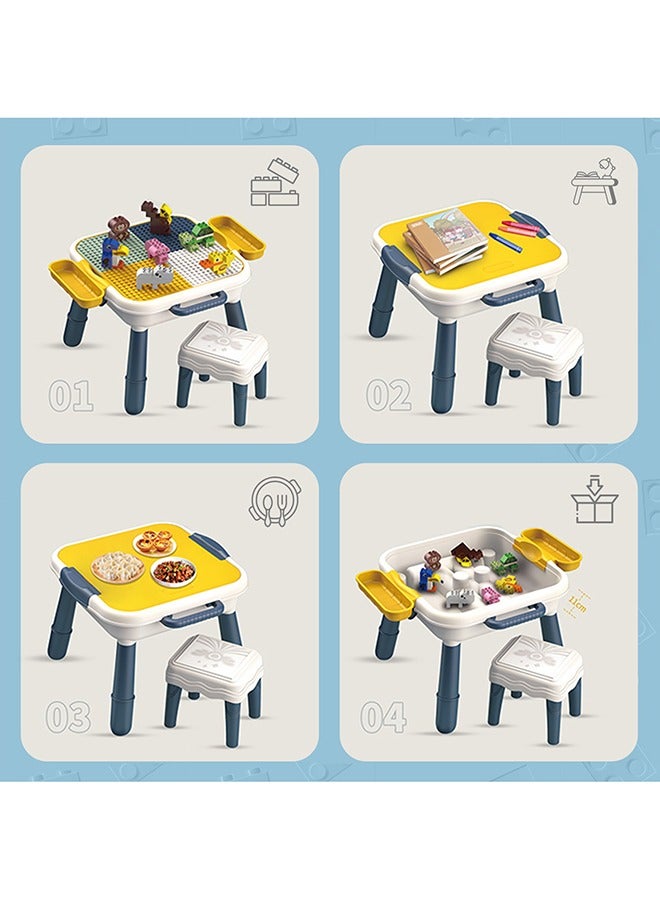Little Story طاولة أنشطة 4 في 1 مع مقعد وكتل - أزرق  - Image 5