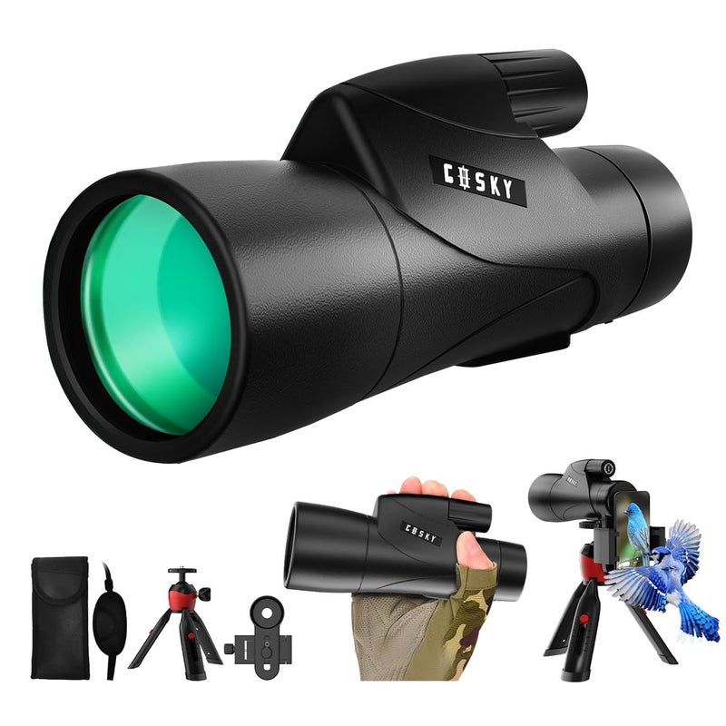 Gosky Monoculars Telescope 15x55 HD Monocular for Adult with BAK4 Prism FMC Lens Lightweight Monocular with Smartphone Adapter Suitable for Bird Watching Hunting Black - Image 2