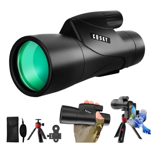 Gosky Monoculars Telescope 15x55 HD Monocular for Adult with BAK4 Prism FMC Lens Lightweight Monocular with Smartphone Adapter Suitable for Bird Watching Hunting Black - Image 1