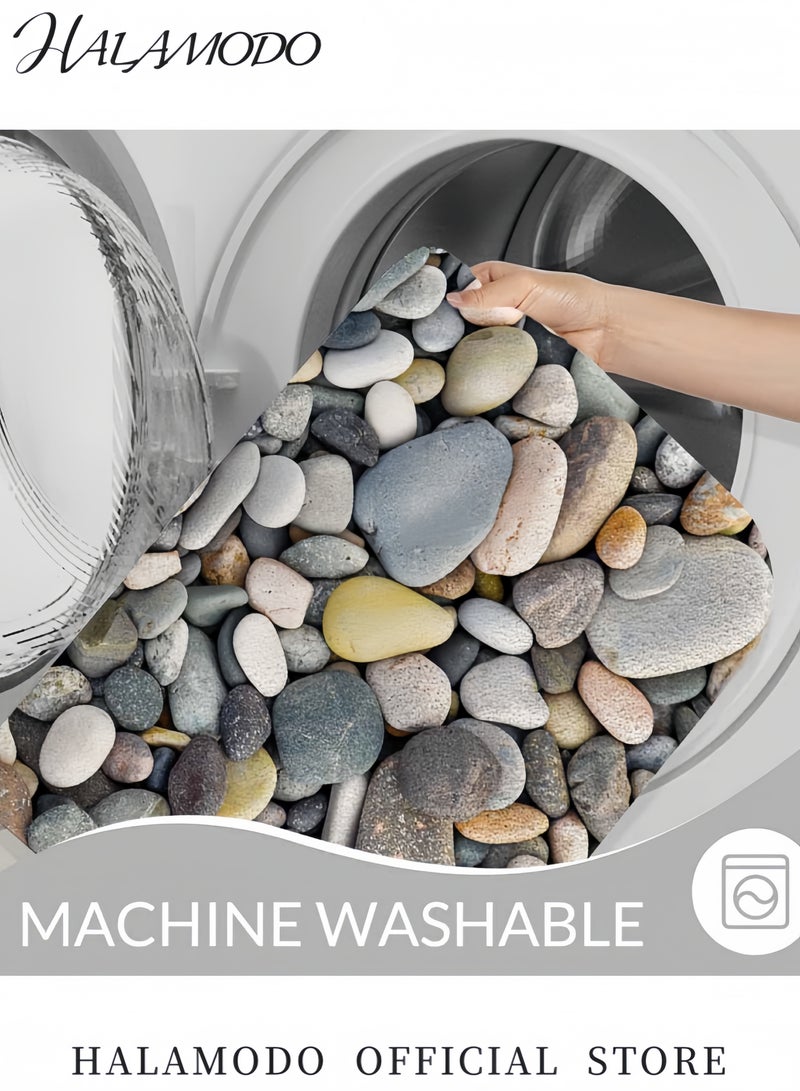 هالامودو طقم سجادة حمام مطبوعة (3 قطع) رمادي/بني - Image 5