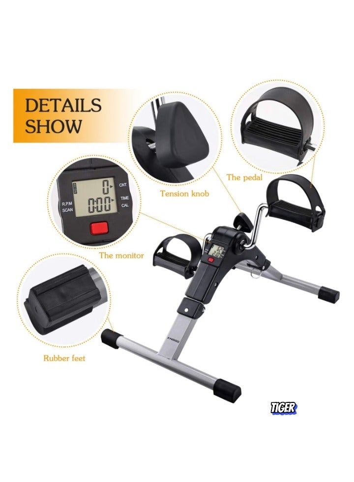 TIGER Mini Folding Stationary Bike with LCD Monitor, Adjustable Resistance, Leg and Arm Exercise Machine for Home Workout, Compact Design, Non-Slip Pad, Ideal for Low-Impact Cardio and Fitness - Image 2