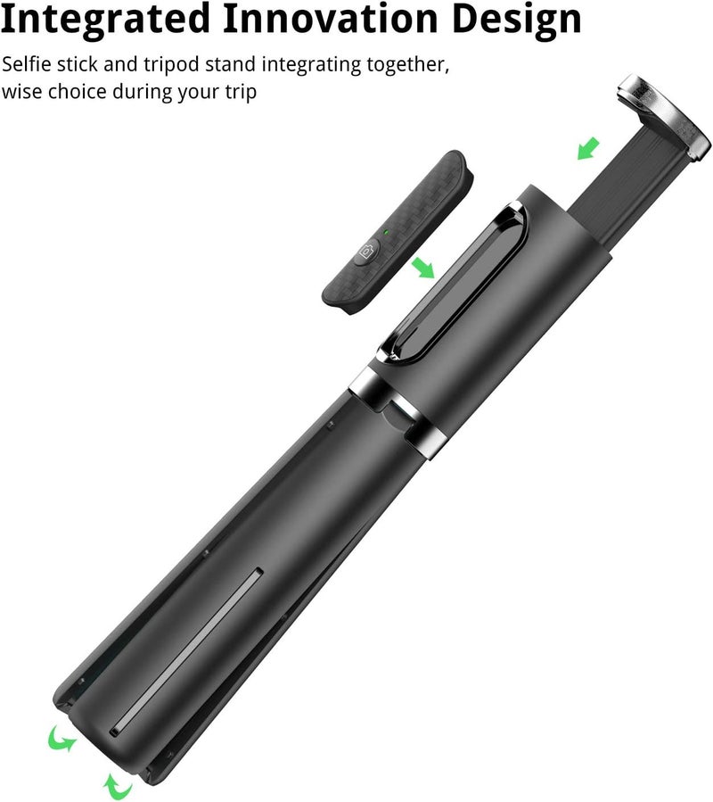 ATUMTEK Selfie Stick Tripod, 3-in-1 Extendable Aluminum Phone Tripod with Detachable Bluetooth Remote, Compatible with iPhone 17/16/15/14/13/12/11/11 Pro/XS Max/XR and Samsung Smartphones, Black - Image 2