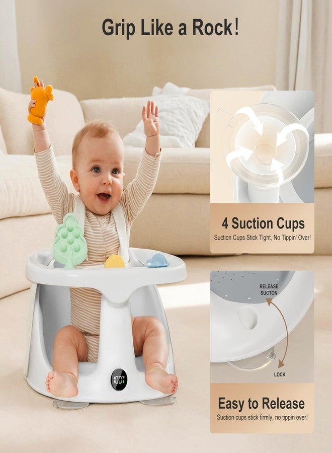 DZMDIP Baby Bath Seat for Babies 6 Months & Up - Bathtub Seats for Babies Sitting Up with Rinse Cup, Non-Slip, Comfortable, Infant Bath Essentials, Gray - Image 4