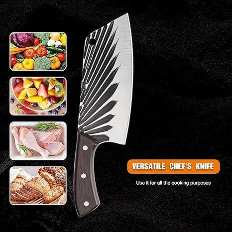 LYBAA Chinese Butcher Knife German Steel Meat Cleavers ChefsCooks Kitchen Knife Sharp Knife Pack of 1 Black - Image 4