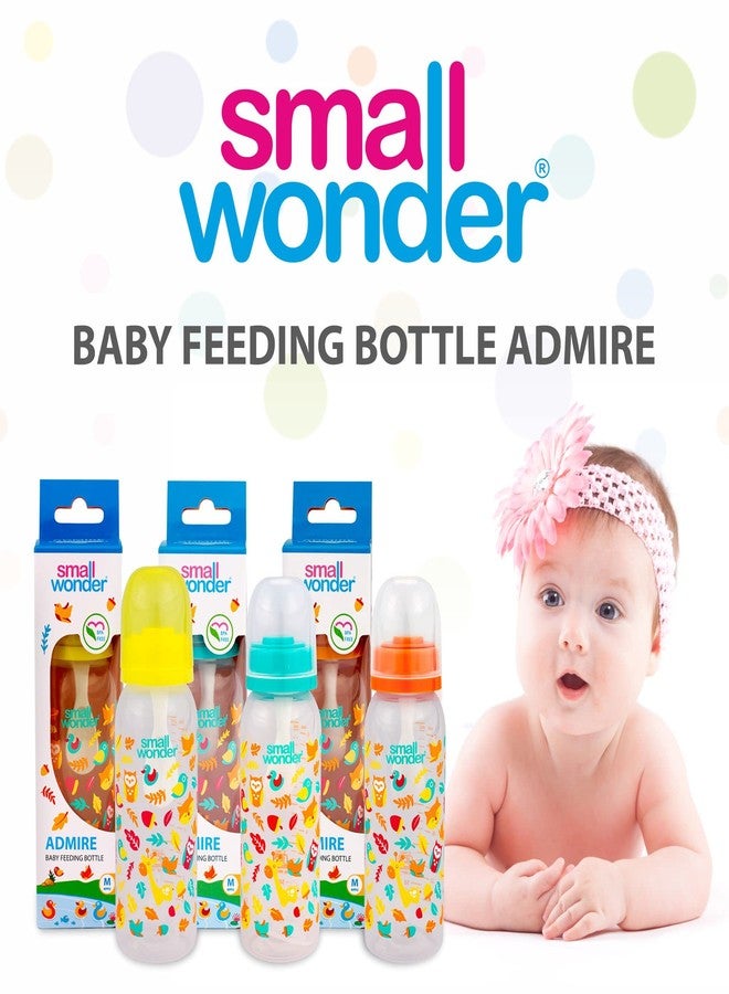 Small Wonder Baby Feeding Bottle Slim Neck Admire & Pure 125 ml Pack of 2, Ballon & Animal Print, with Anti Colic Nipple, New Born/Infants/Toddler Upto 3 Years, BPA Free, Multi Colour - Image 5