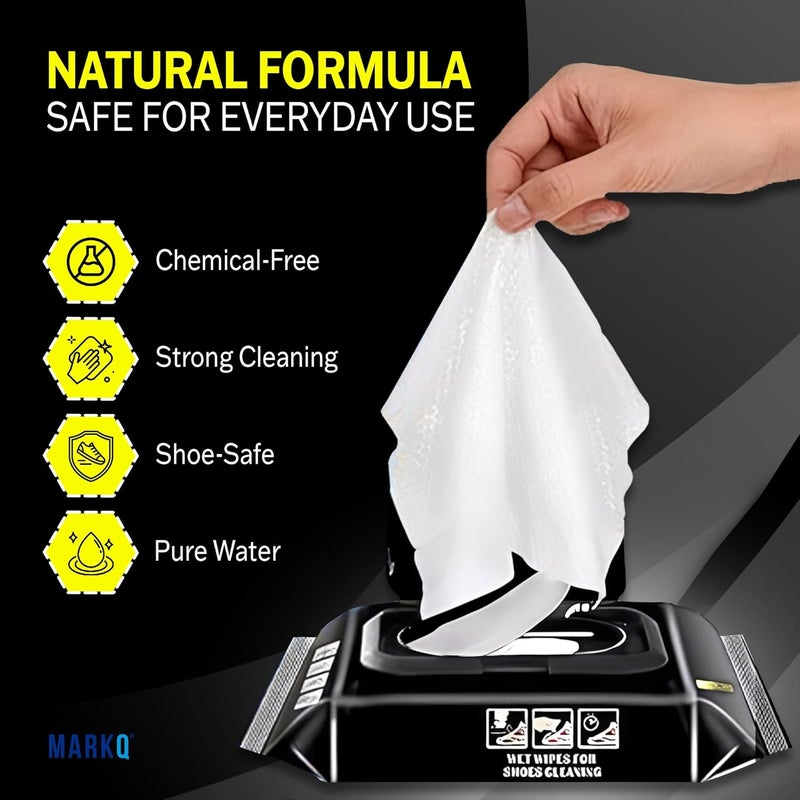 MARKQ Sneaker Cleaning Wipes | Portable Shoe Cleaner Quick Pads for Dirt & Stain Removal | Disposable Travel Shoe Cleaning Sheets – Pack of 5 - Image 2