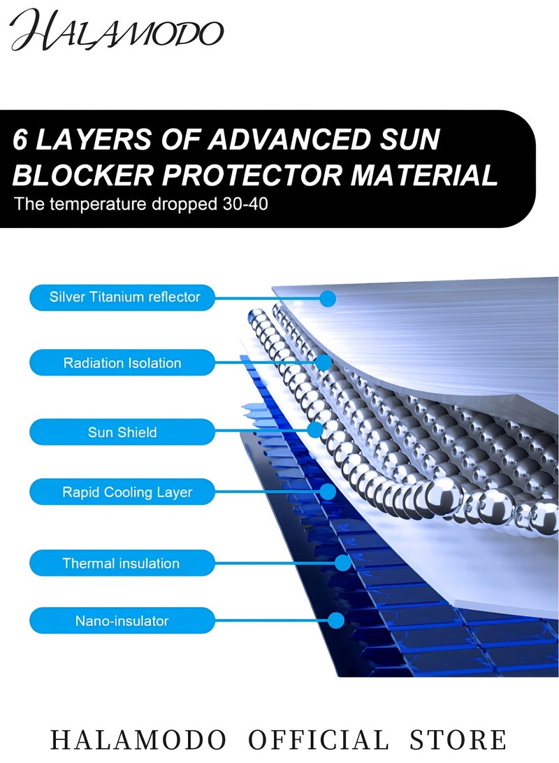 HALAMODO Car Sun Umbrella with Leather Storage Bag Front Windshield Sun Shade Umbrella Sun Protection Heat Insulation Sun Block Foldable Scalable Umbrella for Most Vehicles - Image 4