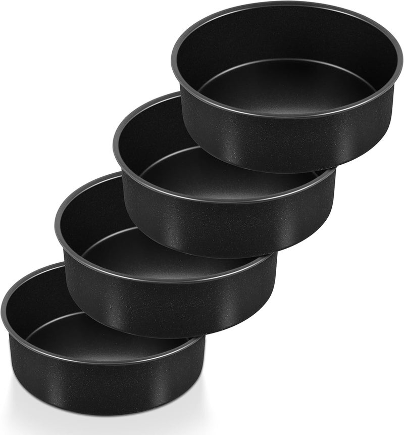 P&P CHEF Non-stick Cake Pan Set of 4, 6 Inch Round Baking Cake Pans Tins for Tier Smash Cakes, Non-Toxic & Solid, Stainless Steel Core & Leak-Proof, 4Pcs - Image 1