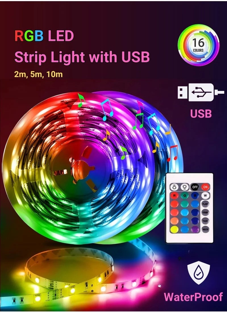 يو إل اتش واي سي شريط إضاءة LED RGB للغرفة: متغير الألوان مع جهاز تحكم عن بُعد، مقاوم للماء ويأتي بمدخل USB للتشغيل. مثالي للتلفزيون، غرفة النوم، الكمبيوتر وديكور أحواض السمك. متوفر بأطوال 2م، 5م، و10م.  - Image 1