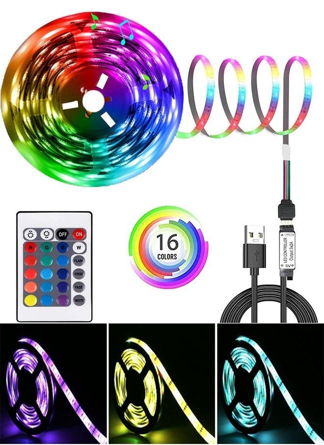 يو إل اتش واي سي شريط إضاءة LED RGB للغرفة: متغير الألوان مع جهاز تحكم عن بُعد، مقاوم للماء ويأتي بمدخل USB للتشغيل. مثالي للتلفزيون، غرفة النوم، الكمبيوتر وديكور أحواض السمك. متوفر بأطوال 2م، 5م، و10م.  - Image 2