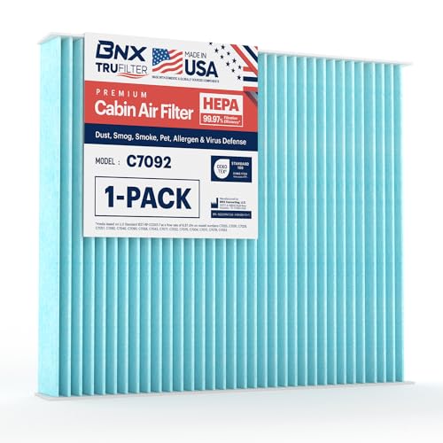 BNX TruFilter C7092 Cabin Air Filter, HEPA 99.97%, MADE IN USA, Compatible with Subaru Crosstrek, Ascent, Impreza, Legacy, Outback, Toyota Prius C-HR, Prius AWD-e, Prius Prime, Corolla, RAV4, Venza - Image 1