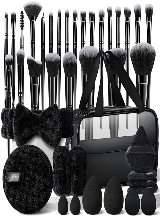 HGHDBT 40Pcs Black Makeup Brushes Set Professional Makeup Kit Multi-functional Makeup Tool Set with Case Facial Makeup Accessories, Foundation Makeup Brush Kit Eye and Face Make up Brushes & Tools - Image 1