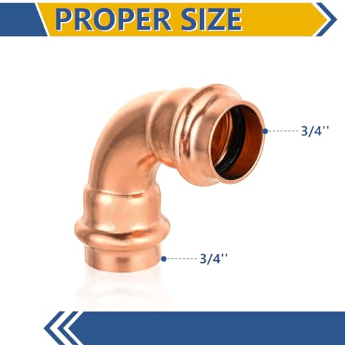 GUOFIS 10Pack GUOFIS Copper Press Elbow34 x 34 90 Elbow Fittings for Copper Tube Connection with StopPRESS005 - Image 3