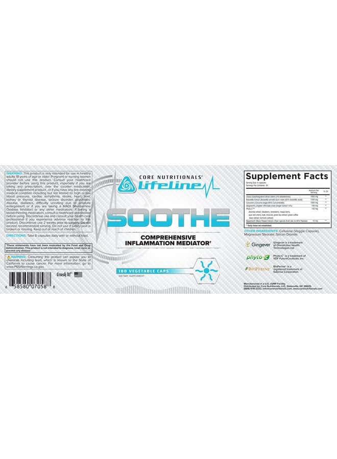 Core Nutritionals Lifeline Soothe, Comprehensive Inflammation Mediator, 180 Capsules - Image 2