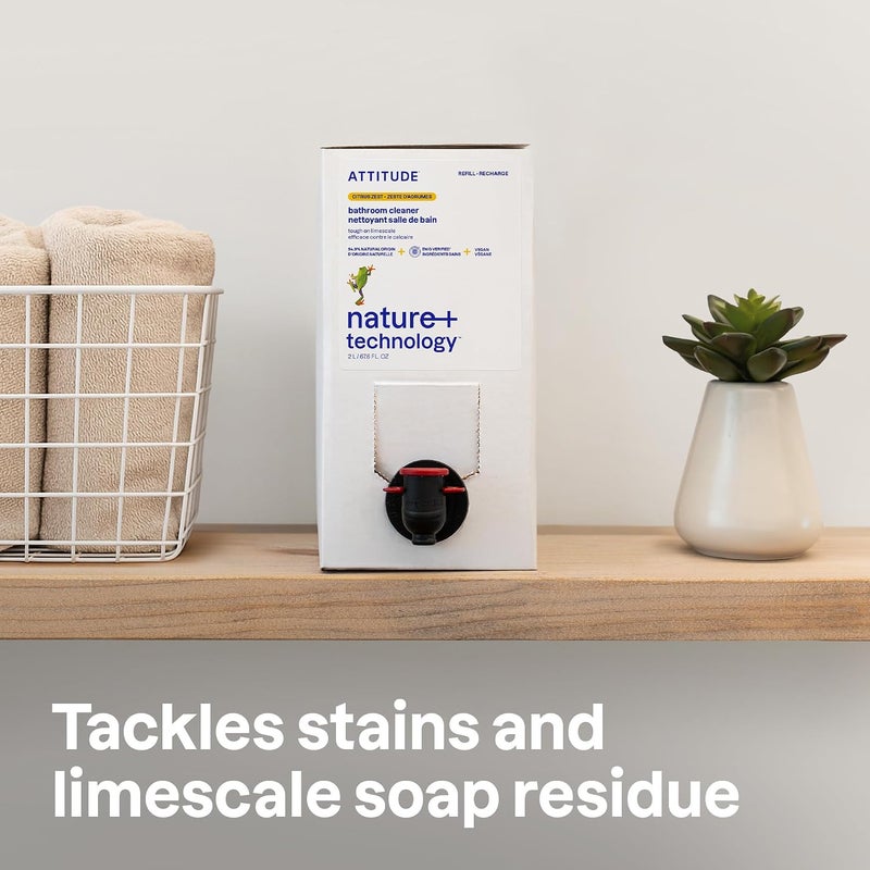 Attitude Bathroom Cleaner Refill - Citrus Zest, 67.6 Fl Oz, Non-Toxic and Vegan - Image 2