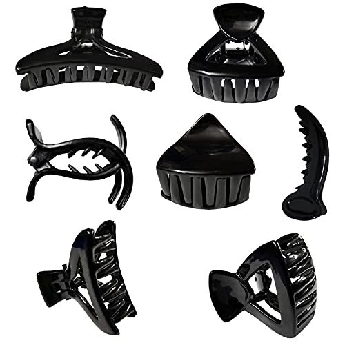 FOK All Hair Purpose Medium Size Stylish Hair Clutchers/Claws For Girls & Women (Black), 7 Pcs - Image 1