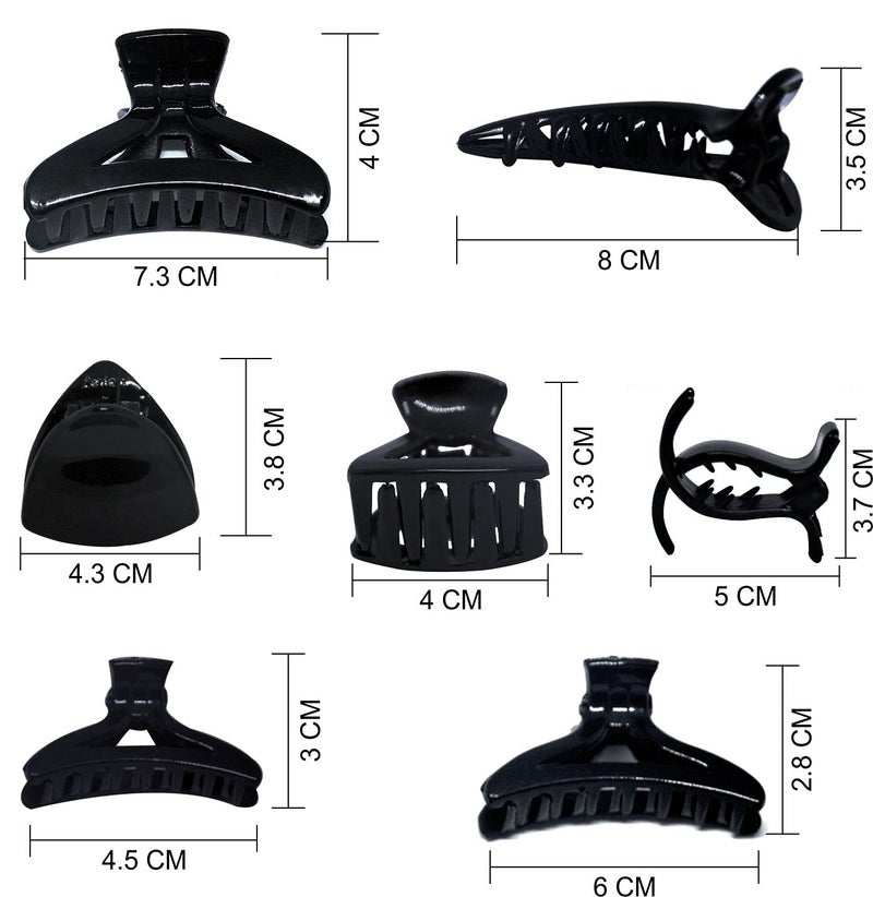 FOK All Hair Purpose Medium Size Stylish Hair Clutchers/Claws For Girls & Women (Black), 7 Pcs - Image 2