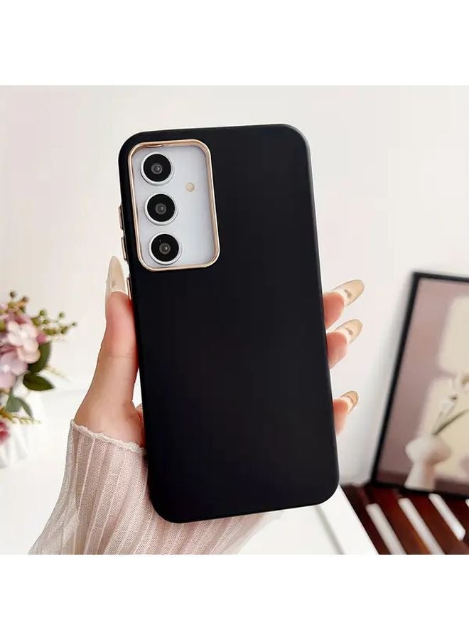 Samsung Galaxy A55 5G Phone Case Black with Flannel Lining and Electroplated Buttons - Image 3