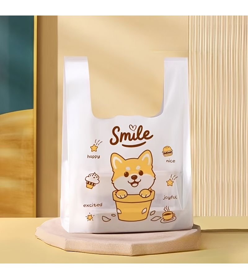 Shiba Inu Patterned Plastic Shopping Bags 50 Pcs 6.3 By 11.81 Inch Thick Durable Tote Garbage Trash Bags For Home Office Gift Boutique - Image 3