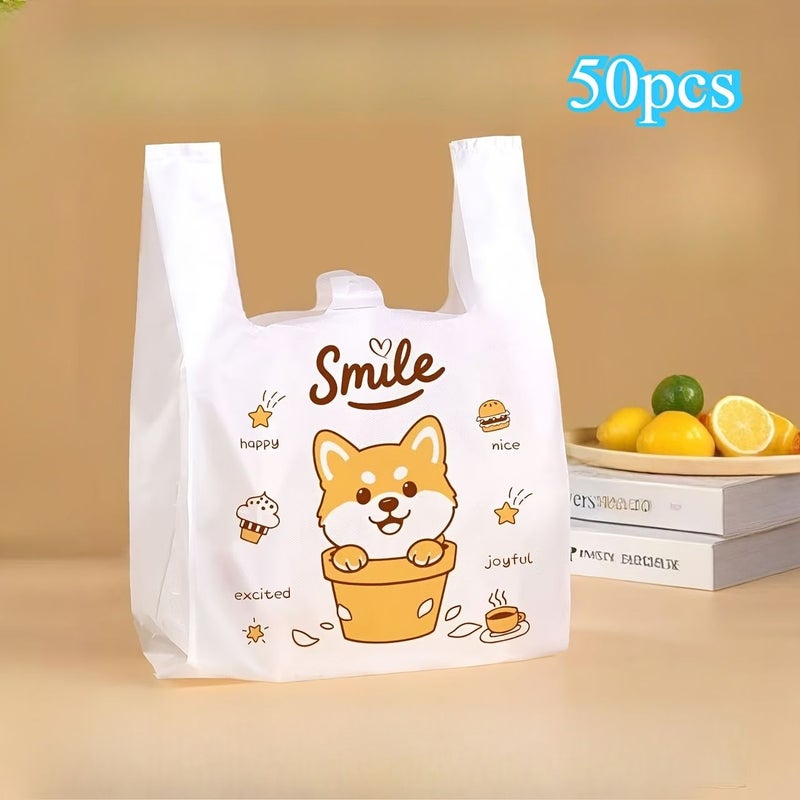 Shiba Inu Patterned Plastic Shopping Bags 50 Pcs 6.3 By 11.81 Inch Thick Durable Tote Garbage Trash Bags For Home Office Gift Boutique - Image 4