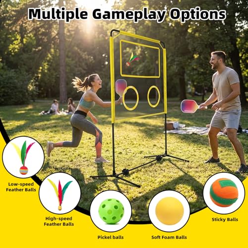 Ziziella Indoor Paddle Game with Net, Portable Pickleball Set with Net for Family or Solo Fun, All in One Outdoor Sports - Badminton, Pingpong, Tennis for Lawn, Backyard, Camping, Beach - Image 3
