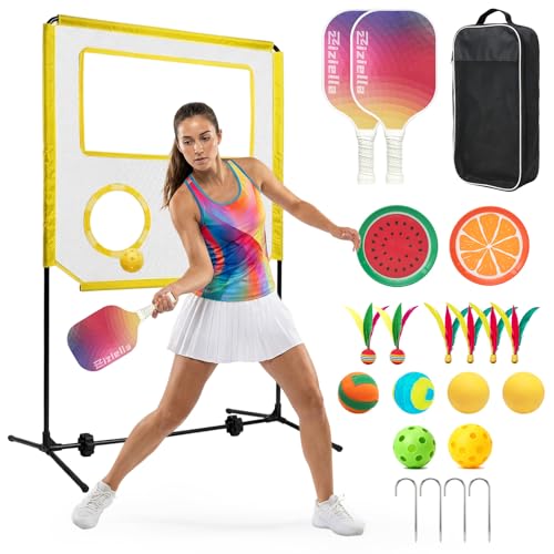 Ziziella Indoor Paddle Game with Net, Portable Pickleball Set with Net for Family or Solo Fun, All in One Outdoor Sports - Badminton, Pingpong, Tennis for Lawn, Backyard, Camping, Beach - Image 1