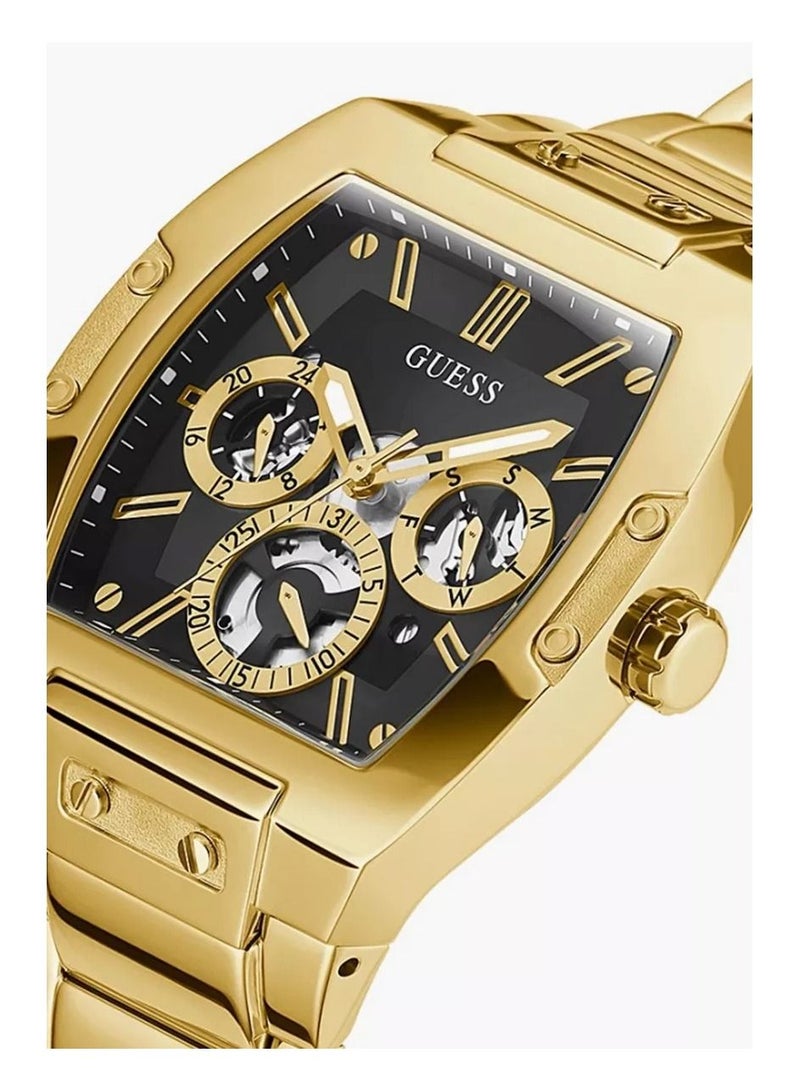 GUESS ساعة جيش فونيكس للرجال متعددة الوظائف بحزام من الفولاذ المقاوم للصدأ باللون الذهبي - GW0456G1 44mm - Image 3