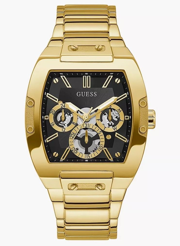 GUESS ساعة جيش فونيكس للرجال متعددة الوظائف بحزام من الفولاذ المقاوم للصدأ باللون الذهبي - GW0456G1 44mm - Image 1