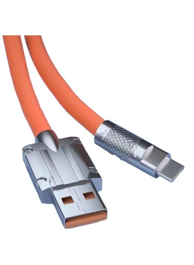 120W 6A USB-C Fast Charging Silicone Cable, Heavy-Duty Hose Design, USB-A to USB-C, 480Mbps Data Transfer, Compatible with Android Smartphones & Tablets - Image 5